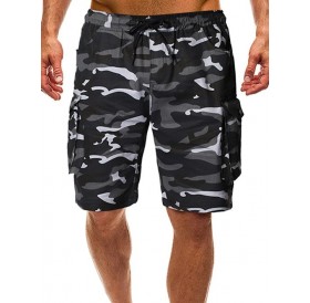 Drawstring Camouflage Print Casual Shorts - Xl