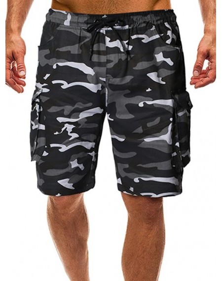 Drawstring Camouflage Print Casual Shorts - Xl