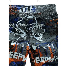 Letters Painting Print Casual Board Shorts - S