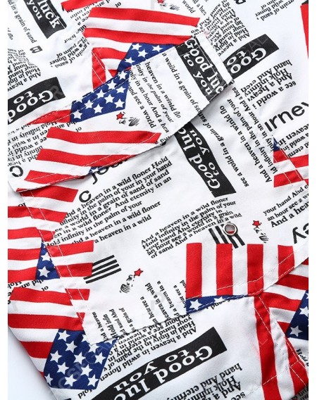 American Flag Letters Print Beach Shorts - L