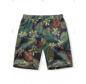 Pineapple Leaves Print Board Shorts - S