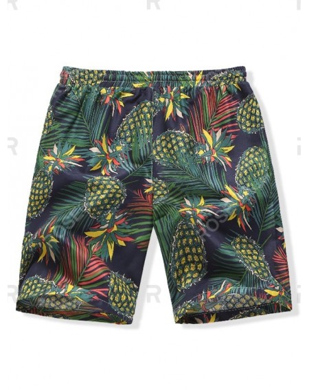 Pineapple Leaves Print Board Shorts - S