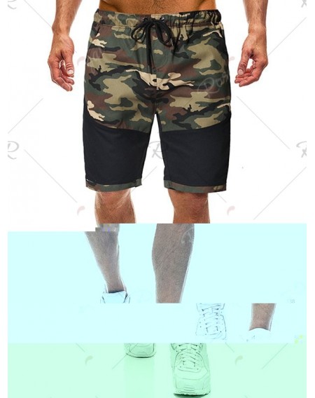 Camouflage Print Splicing Casual Shorts - 2xl