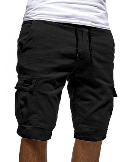 Pocket Decoration Drawstring Casual Shorts - S
