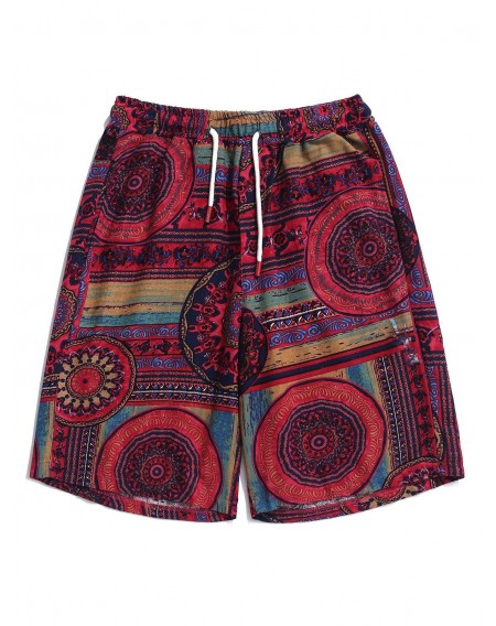 Flower Tribal Print Casual Shorts - Xl