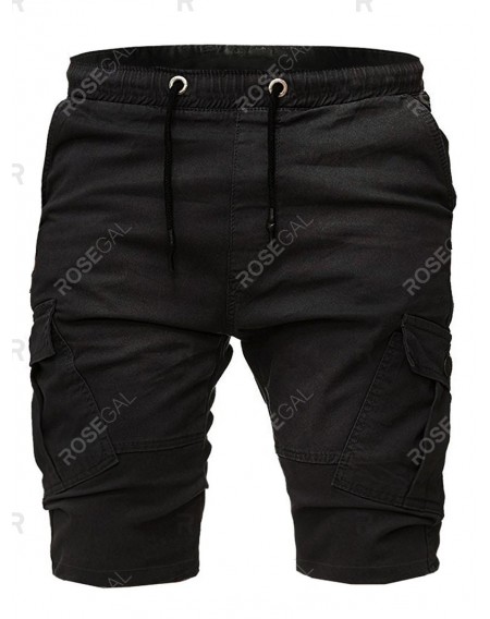Solid Color Pocket Design Casual Shorts - L