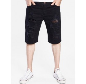 Destroyed Design Zip Fly Shorts - Xs