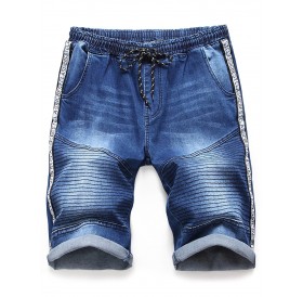 Letter Print Casual Jeans Shorts - L