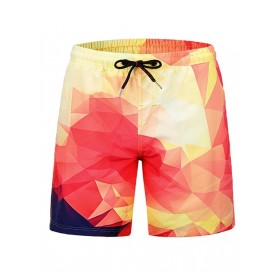 Geometric Print Low Waist Beach Shorts - M