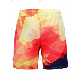 Geometric Print Low Waist Beach Shorts - M