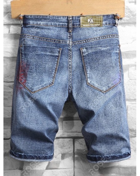 Pigment Painting Casual Jeans Shorts - 38