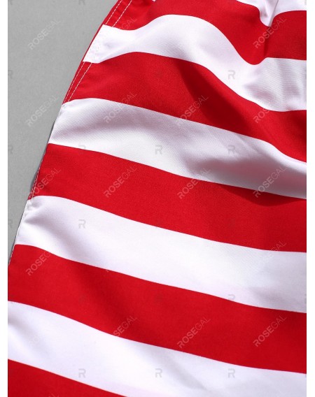 American Flag Print Elastic Board Shorts - S