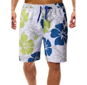 Flowers Print Beach Casual Shorts - L