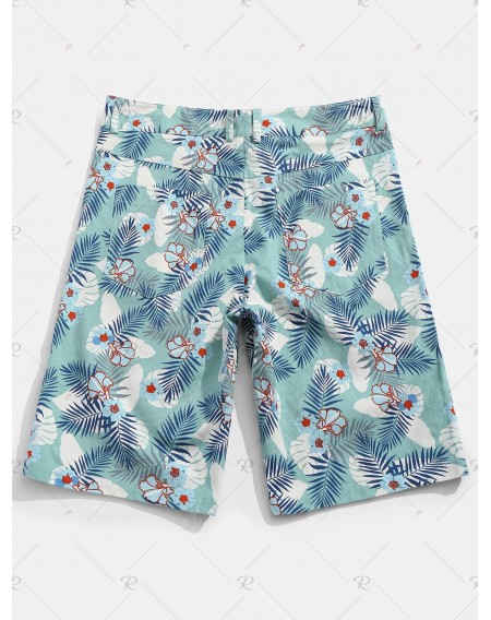 Flower Leaves Print Casual Shorts - 2xl