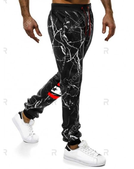 Striped Accent Cracked Print Jogger Pants - Xl