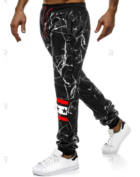 Striped Accent Cracked Print Jogger Pants - Xl