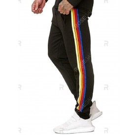 Side Colorful Striped Drawstring Jogger Pants - 2xl