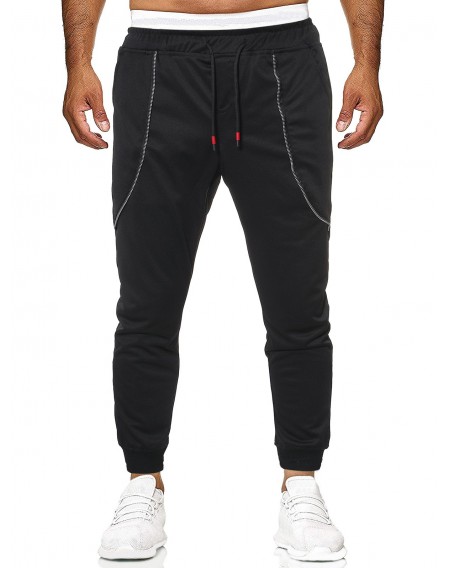 Solid Color Zipper Casual Jogger Pants - L