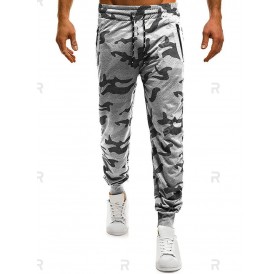 Zip Pockets Camouflage Pindot Print Jogger Pants - 2xl