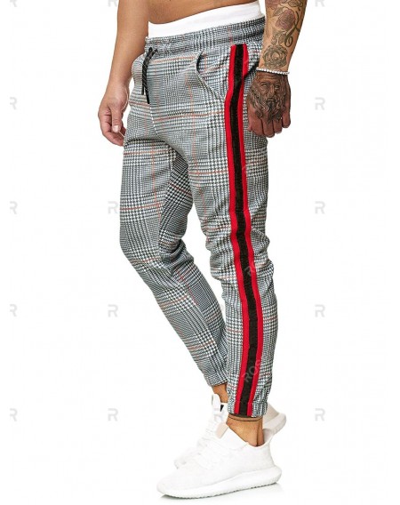 Contrast Striped Spliced Pattern Graphic Print Casual Jogger Pants - 2xl