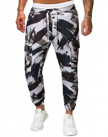 Camouflage Print Multi-pocket Drawstring Casual Jogger Pants - S