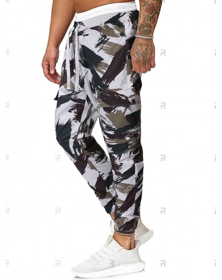 Camouflage Print Multi-pocket Drawstring Casual Jogger Pants - S
