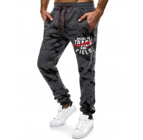 Letter Graphic Painting Print Drawstring Casual Jogger Pants - 2xl