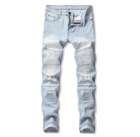 Patchworks Ripped Decoration Casual Jeans - 38