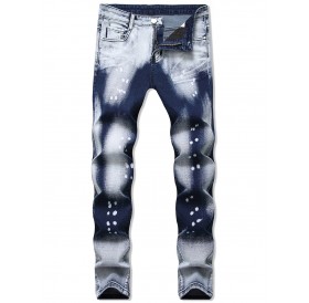 Ombre Print Zip Fly Casual Jeans - 38