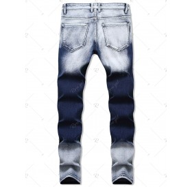 Ombre Print Zip Fly Casual Jeans - 38