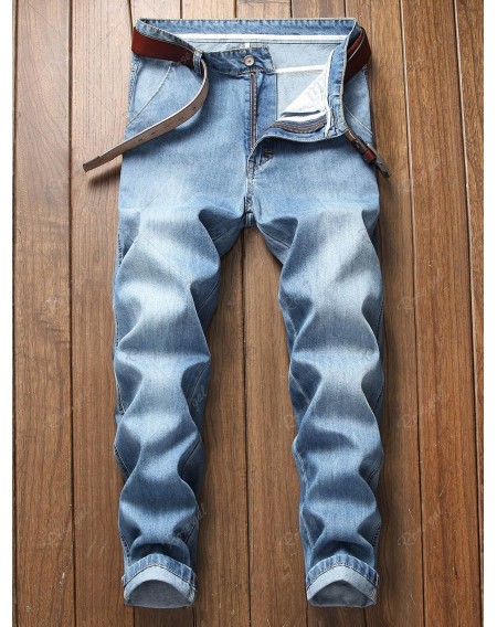 Casual Washed Denim Pencil Pants - 34
