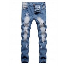 Ripped Design Zipper Fly Casual Jeans - 34