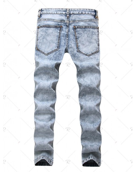 Zipper Decoration Leisure Ripped Jeans - 38