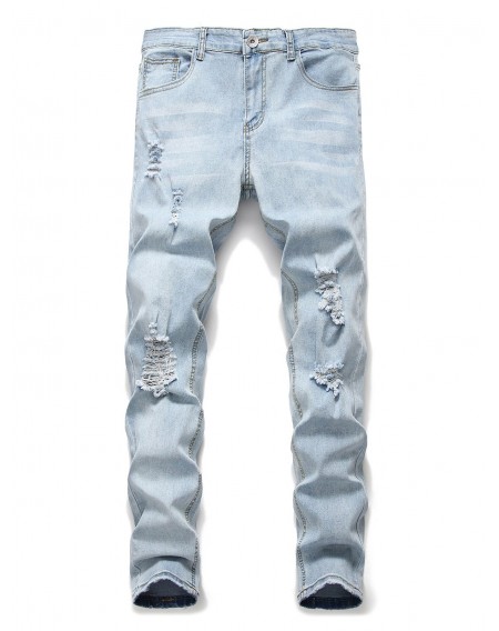 Ripped Destroyed Decoration Casual Jeans - Xl