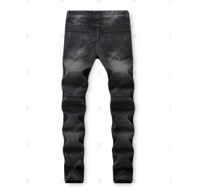 Dark Wash Ripped Decoration Jeans - 34