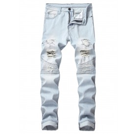 Drape Panel Ripped Decoration Casual Jeans - 34