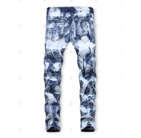 Zip Fly Casual Printed Jeans - 40