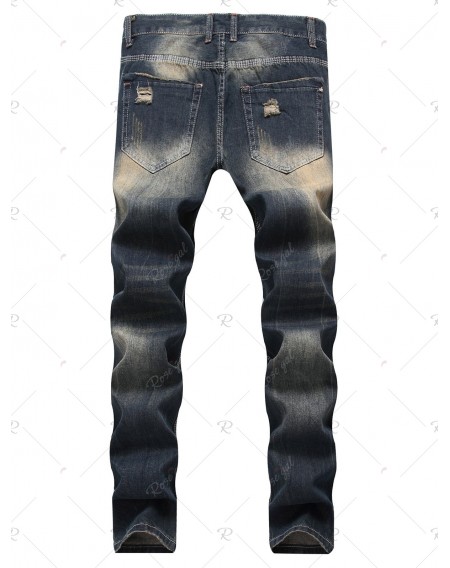 Vintage Style Destroyed Cuff Jeans - 40