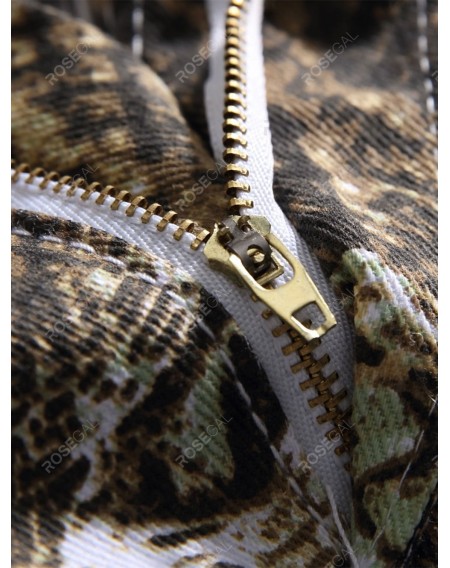 Snakeskin Pattern Casual Jeans - 36