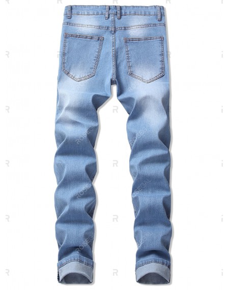 Casual Ripped Design Flanging Jeans - 34