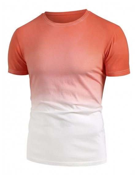 Ombre Short Sleeve Casual T Shirt - L