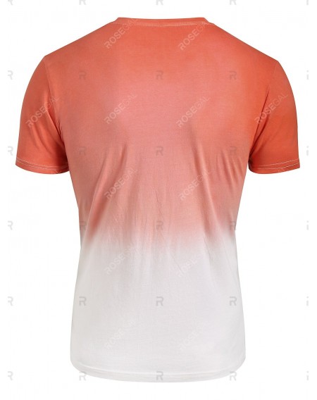 Ombre Short Sleeve Casual T Shirt - L