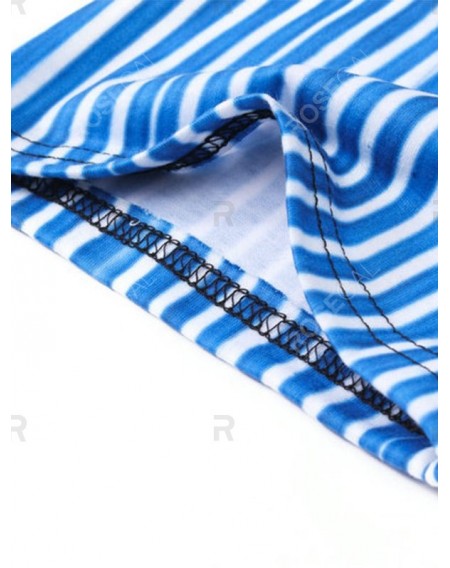 Striped Tools Strap Faux Shirt Print T-shirt - 2xl
