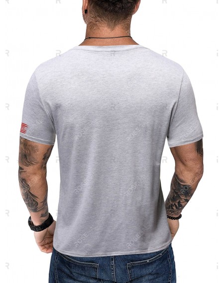 American Flag Short Sleeve T Shirt - L