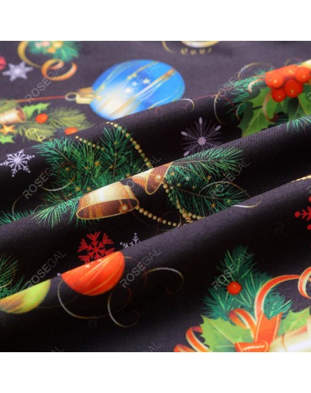 Turn-down Collar Long Sleeve Christmas Print Button Slim Men Shirt - 3xl