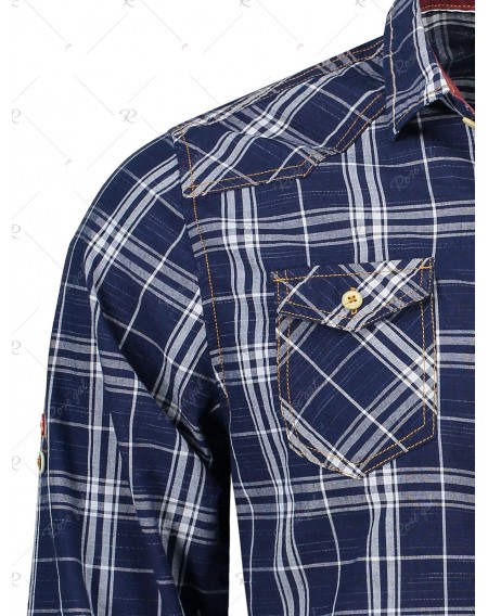 Plaid Flap Pockets Shirt - L