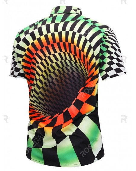 Geometric Printed Short Sleeves Shirt - L