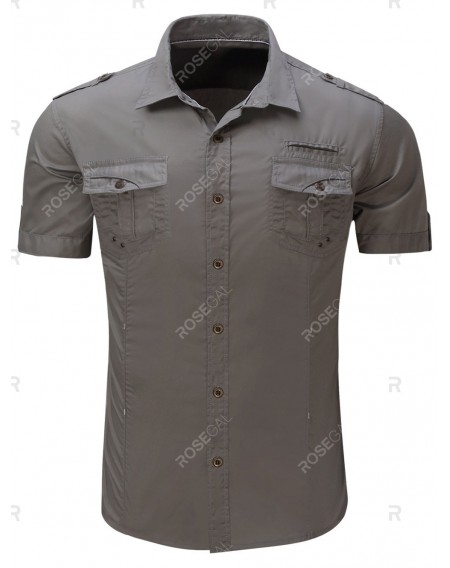 Pocket Decoration Short Sleeves Cargo Shirt - L