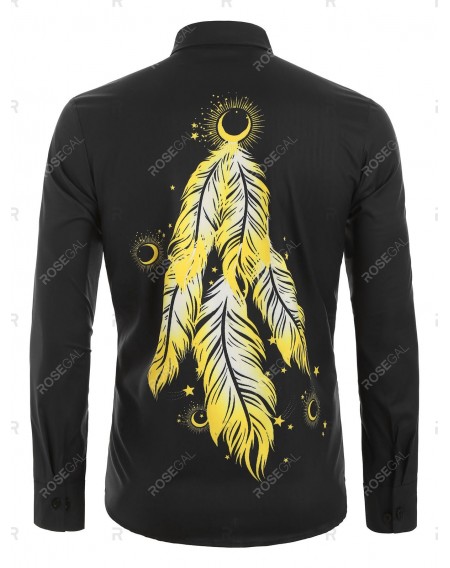 Feather Moon Print Long Sleeves Shirt - Xl