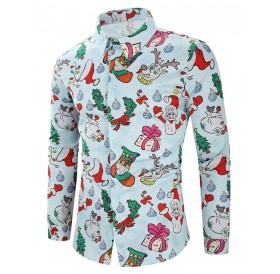 Christmas Santa Candy Gift Print Long Sleeves Shirt - 2xl